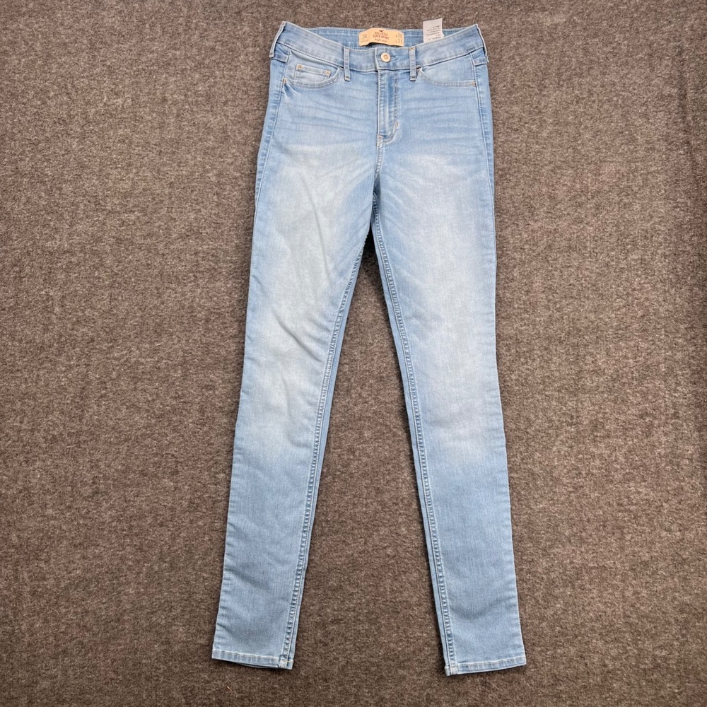 Hollister Super Skinny High Rise Jeans Light Wash Blue‎ Womens 3R Casual Stretch